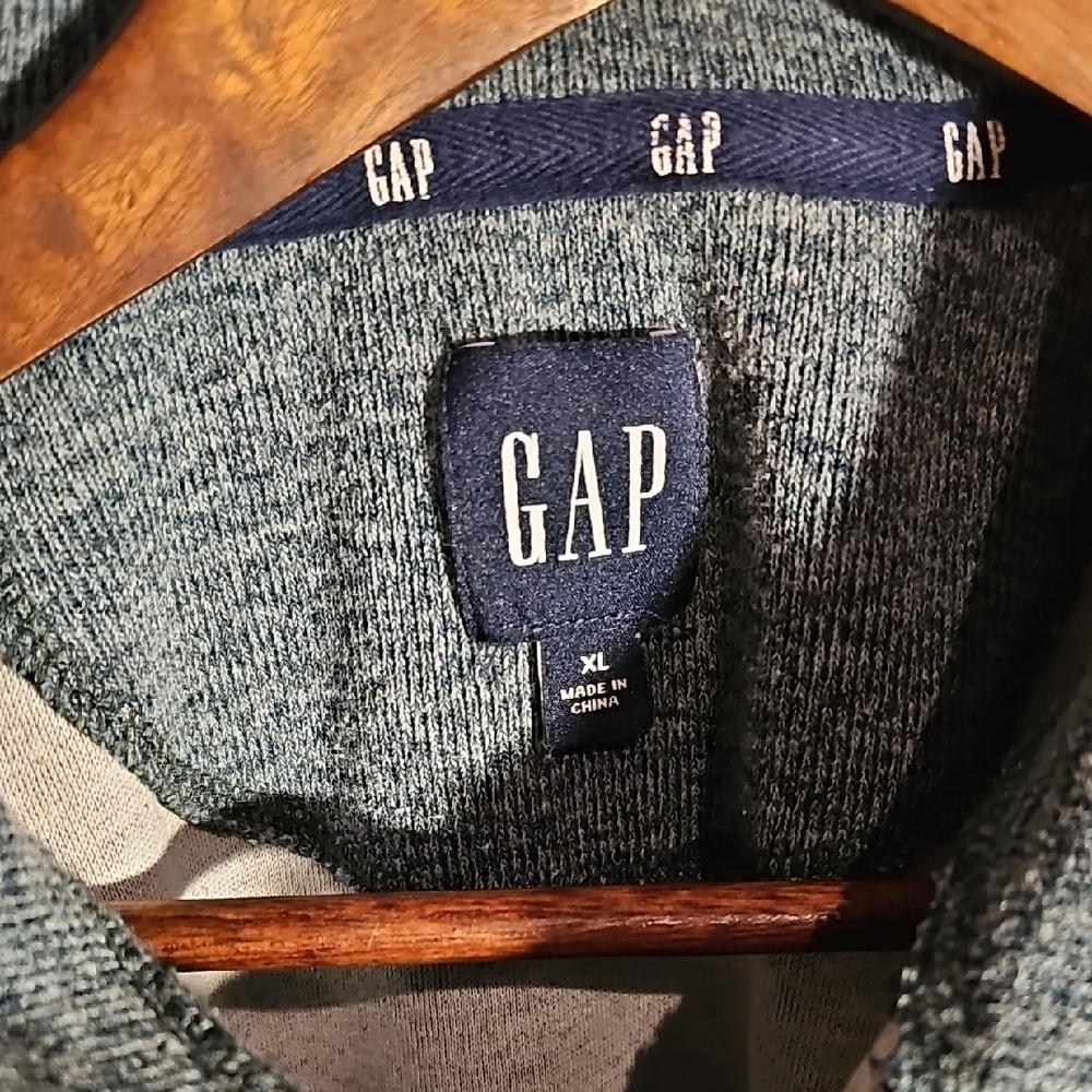 GAP- Men's 1/4 Zip-Up Sweater Cozy Knit/heather-Green SIZE XL - Picture 3 of 8